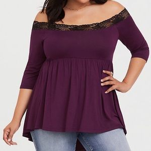 NWT Lace Off Shoulder Babydoll Torrid Size 00
